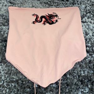 Pink dragon straps crop top